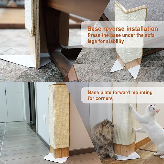 Meeyoview Cat Scratcher, Corner Scratching Post, Cat Scratching Pad, Natural Sisal Furniture Protector, 28 Inch Cat Scratcher for Indoor Cats
