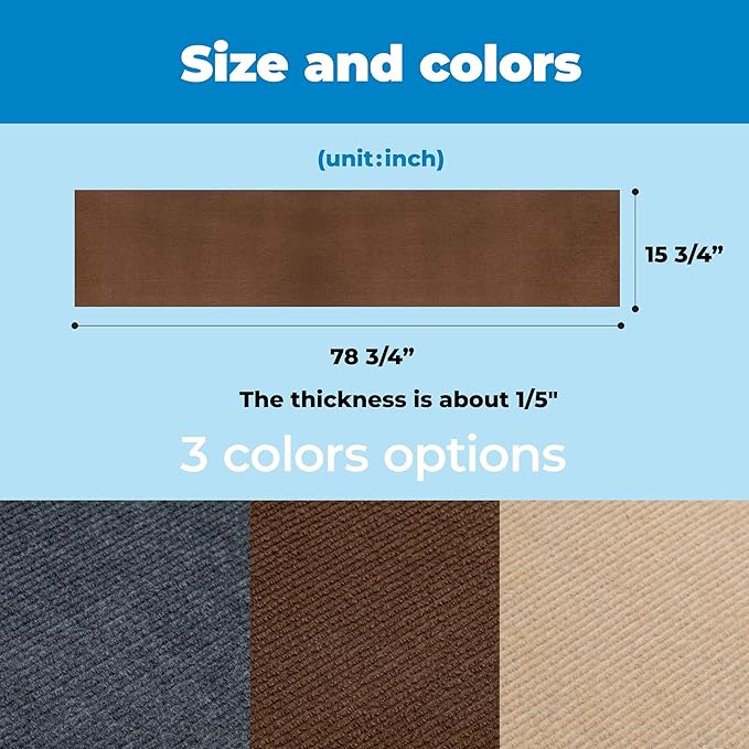 Best Pet Supplies Catify Peel & Stick Cat Scratching Mat – Self-Adhesive, Trimmable Cat Scratch Pad Cover - Carpet, Sofa, Furniture Protector – Replaceable Adhesive Stickers - Brown & 78.7 x 15.8