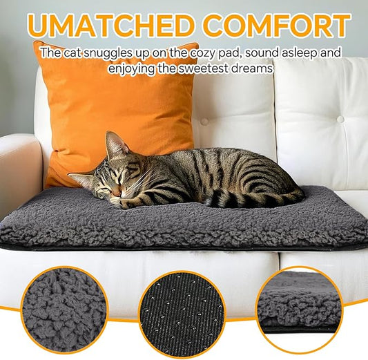 Self Warming Cat Bed Self Heating Cat & Dog Pad - Waterproof Heated Thermal Mat, Non-Slip, Washable for Senior Pets, Kittens, Dogs, Indoor/Outdoor Use, Non-Electric(Dark Grey, 24" X 18")