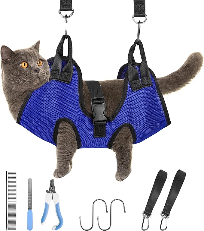 PatiencET Dog Grooming Hammock, Pet Grooming Hammock for Cats & Dogs, Dog Holder for Nail Trimming, Cat Sling for Nail Trimming with Nail Clippers/Trimmer, Nail File, Pet Comb(XS)