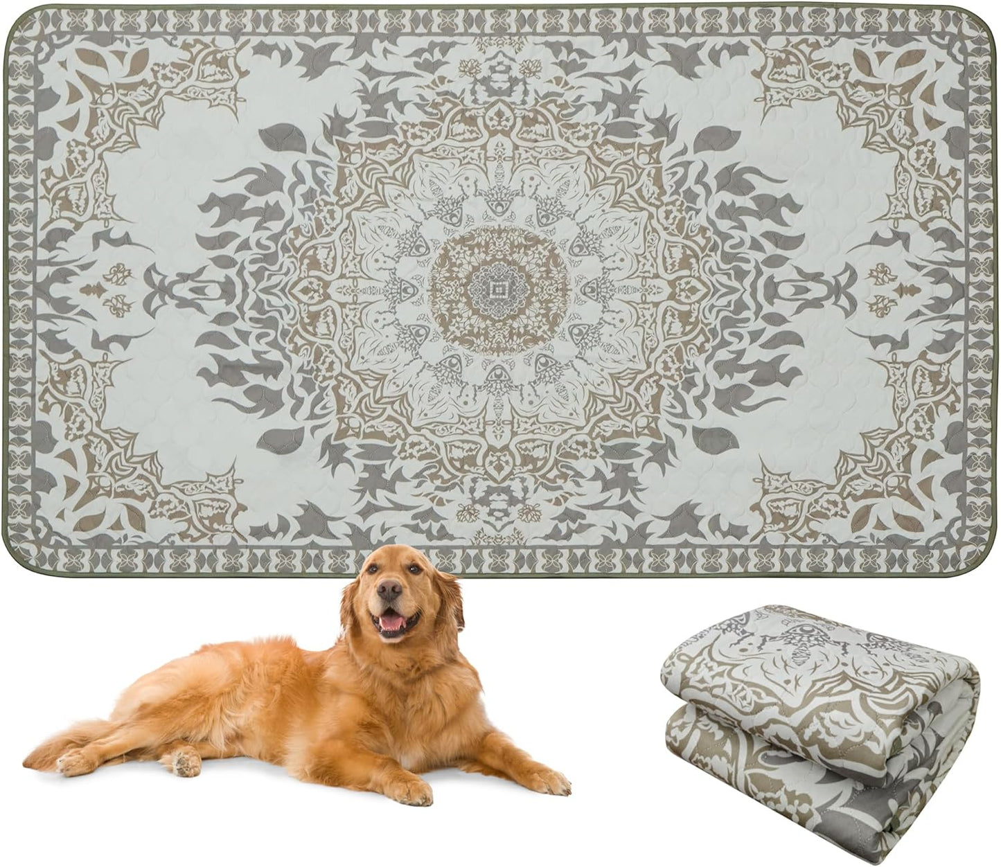 FXW Washable Pee Pads for Dogs, Puppy Pads with Super Absorbent, Specifically Designed for FXW Rollick/Homeplus 32 inch 6 Panels Dog Pen, 72" × 43" Rectangle, Boho, 1 Pack