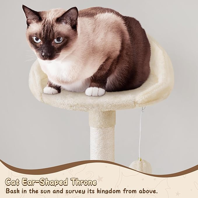 Yaheetech 63.5in Extra Large Cat Tree Condo with Sisal-Covered Scratching Post Plush Perch Hammock, Cat Tower Activity Center Kitten Furniture Play House