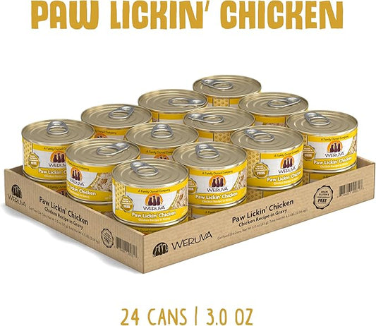 Weruva Classic Cat Food, Paw Lickin’ Chicken with Chicken Breast in Gravy, 3oz Can (Pack of 24)