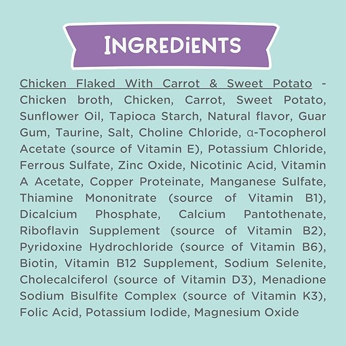 LOVE, NALA - Natural Adult Cat Wet Food - FLAKED Chicken with Carrot & Sweet Potato in Broth - Grain Free, Non-GMO, Lean Protein, Digestive Fiber Blend, Added Minerals & Vitamins - 12 Pack, 2.4 lbs.