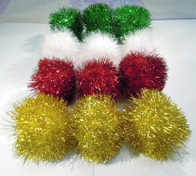 Bushy Sparkle Ball Cat Toy, Interactive Glitter Pom Pom Cat Toy Balls for Kittens, 8 Pack.