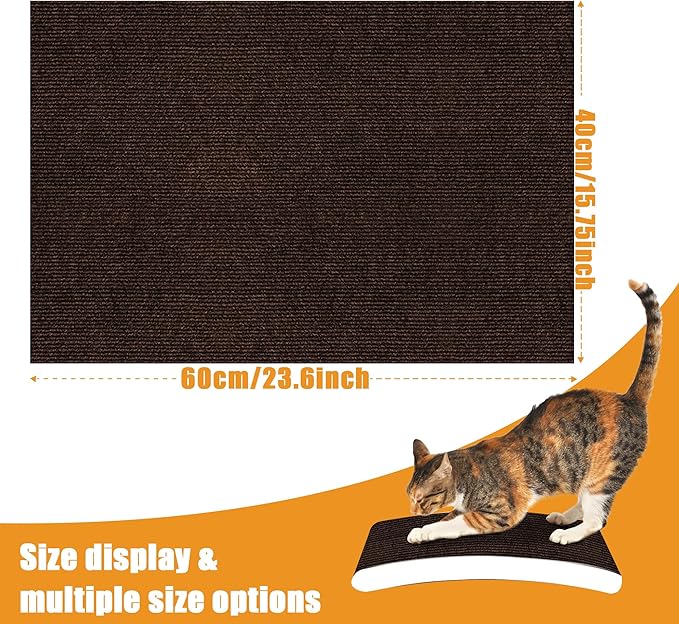 cat Scratching mat Self-Adhesive, Trimmable Furniture Protector for Couch, Sofa, Wall & Cat Trees - Durable Scratch Pad with Nano Tape, DIY Climbing Carpet for Indoor Cats (Brown, 23.6"x15.8")