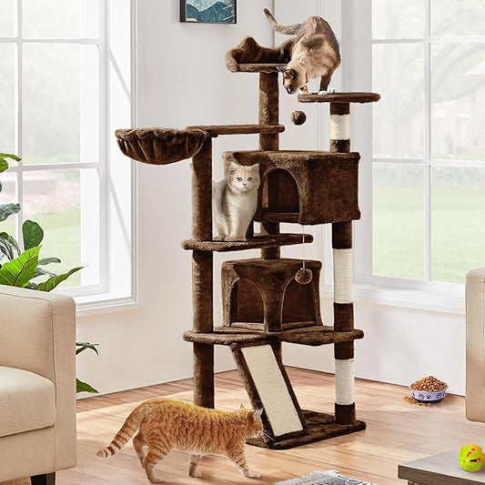 Topeakmart 57in Height Cat Tree Condo Multi-Level Kitten Tower Cat House Furniture