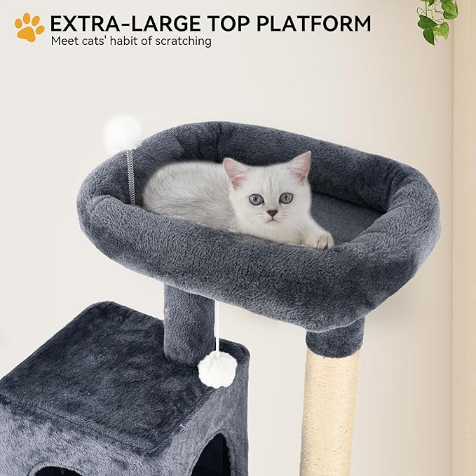 YITAHOME 70.8-Inch Tall Cat Tree Indoor: Multi-Level Kitten Tower with Kitty Condos, Top Perches, Scratching Posts & Cozy Basket Pet Play House Dark Gray