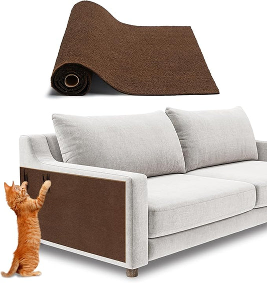 Best Pet Supplies Catify Peel & Stick Cat Scratching Mat – Self-Adhesive, Trimmable Cat Scratch Pad Cover - Carpet, Sofa, Furniture Protector – Replaceable Adhesive Stickers - Brown & 39.4 x 15.8