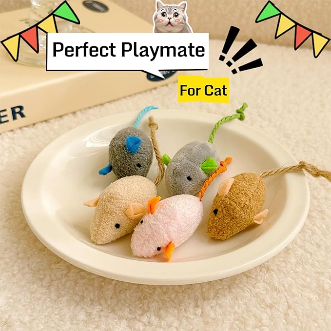Cat Toys, 4 Pack Plush Catnip-Filled Interactive Cat Toy for Bored Indoor Adult Cat, Realistic Design, Catnip Cat Mouse Toy, 4 Assorted Colors, 4 of Each, Value Pack