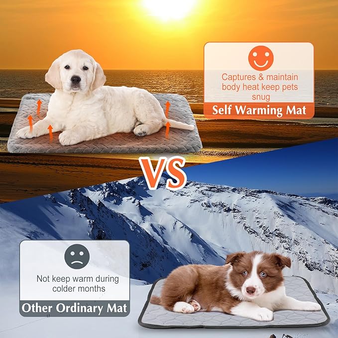 4 Pack Self Heating Cat Pad 16 x 20 Inch Self Warming Cat Bed Non Slip Warm Dog Pad Mat Washable Pet Kennel Crate Bed Mat for Indoor Outdoor Pets(Gray,16 x 20 Inch)