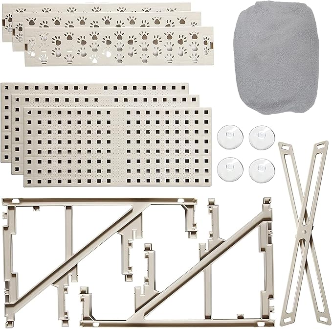 yofit Doggy Steps - Non-Slip 3 Steps Pet Stairs for Cats and Dogs, Foldable Plastic with Washable Carpet Holds Up to 50 lbs (Gray)