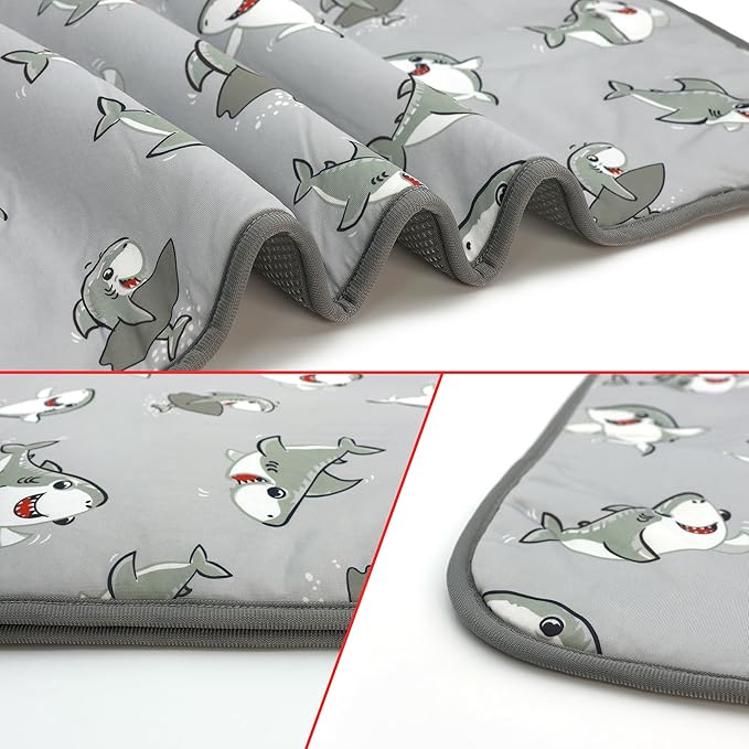 NACOCO Summer Pet Cooling Mat - Cat Dog Cushion Pad Sleeping Cool Sharks Comfortable Soft for Pets Kids and Adults (Grey Shark, M)