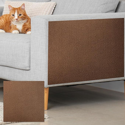 uxcell Self-Adhesive Cat Scratching Mat, 1 Roll 236" x 236" Couch Protector from Cat Claws for DIY Sofa, Wall, Doors, Cut Anti Cat Scratch Pad Carpet Mat, Brown