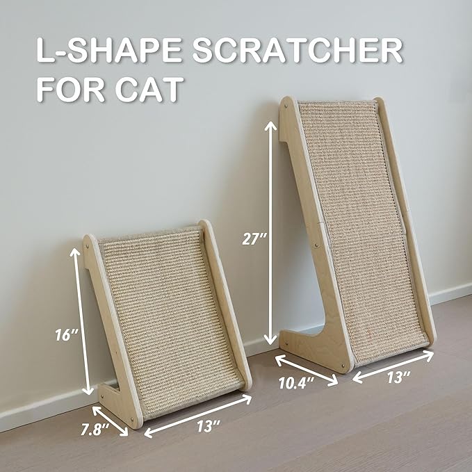 Cat Scratcher, L-Shape Cat Scratching Pad, Sisal Scratchers for Indoor Cats, Protecting Furniture Scratch Pad with Catnip(Small Size)