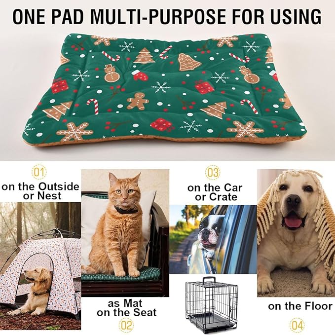 Pet Bed Christmas Snowman Gingerbread Dog Bed Mat Absorbing Non Slip Pad Pet Sleeping Mat for Small, Medium, and Large Dogs Puppy Cat 36 in x 24 in