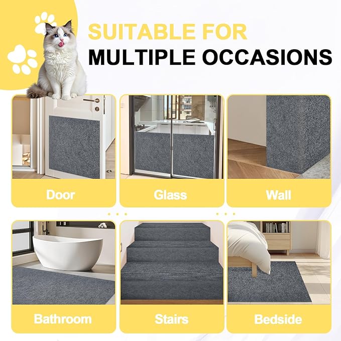 Cat Scratch Couch Furniture Protector,Trimmable Self-Adhesive Carpet, DIY Climb Cat Scratcher Mat for Covering Cat Tower and Couch Protector from Cat Claws(LightGrey,39.3x15.8In)