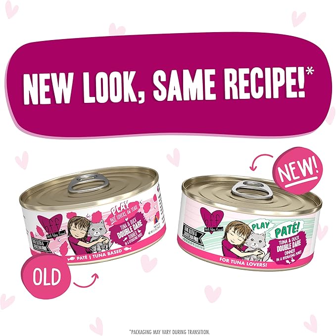 Weruva B.F.F. Play - Best Feline Friend Paté Lovers, Aw Yeah!, Tuna & Duck Double Dare with Tuna & Duck, 5.5oz Can (Pack of 8)