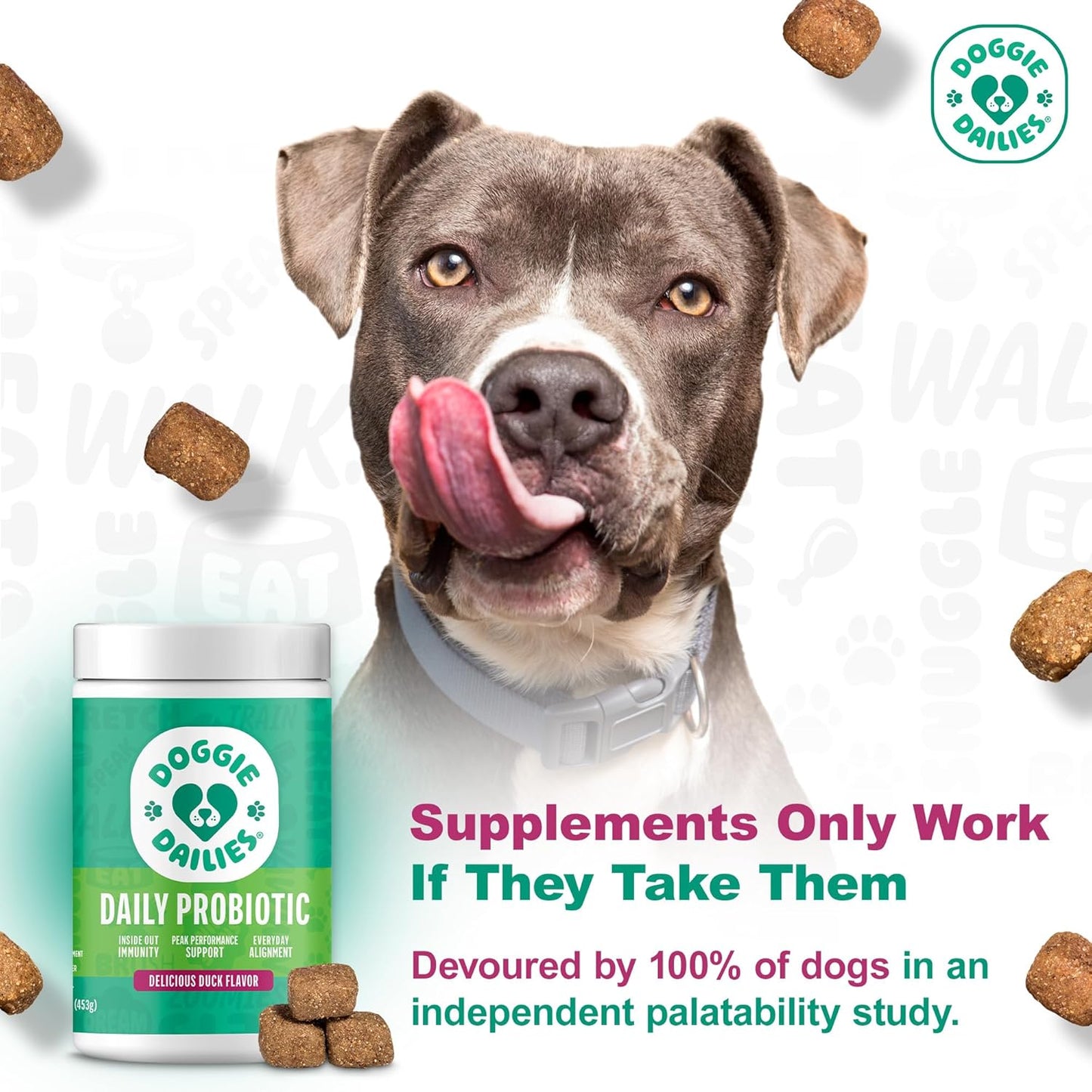 Doggie Dailies Probiotics for Dogs, Advanced Probiotics with Prebiotics, Promotes Digestive Health, Supports Immune System & Overall Health, Duck Flavor, 225 Chews