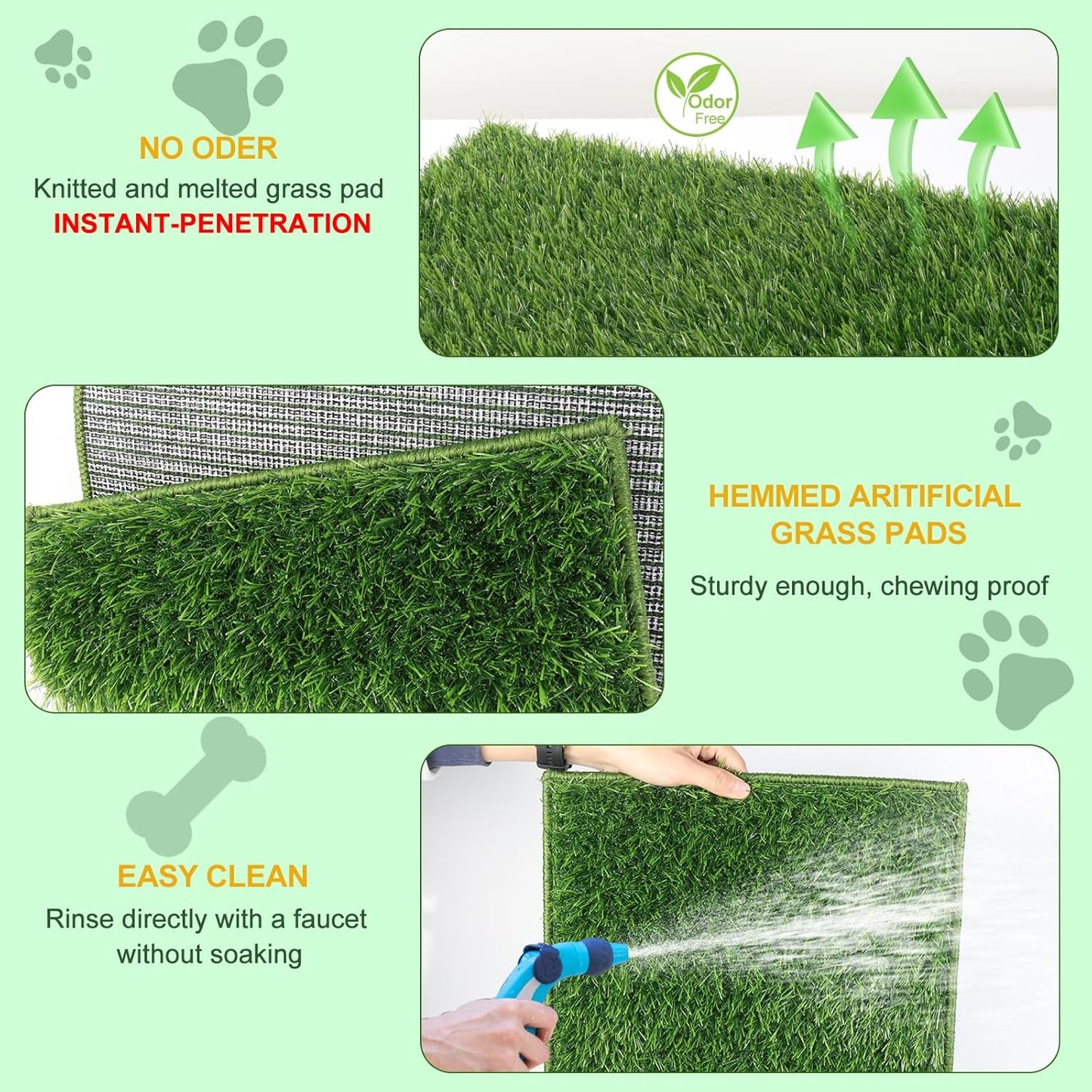 MEEXPAWS Dog Grass Pad with Tray Medium, Artificial Grass Pad for Dog Potty with Tray New Generation Instant-Penetration, Dog Litter Box for Balcony, Dog Potty Grass Hemmed Edge, Disposable Pee Pad