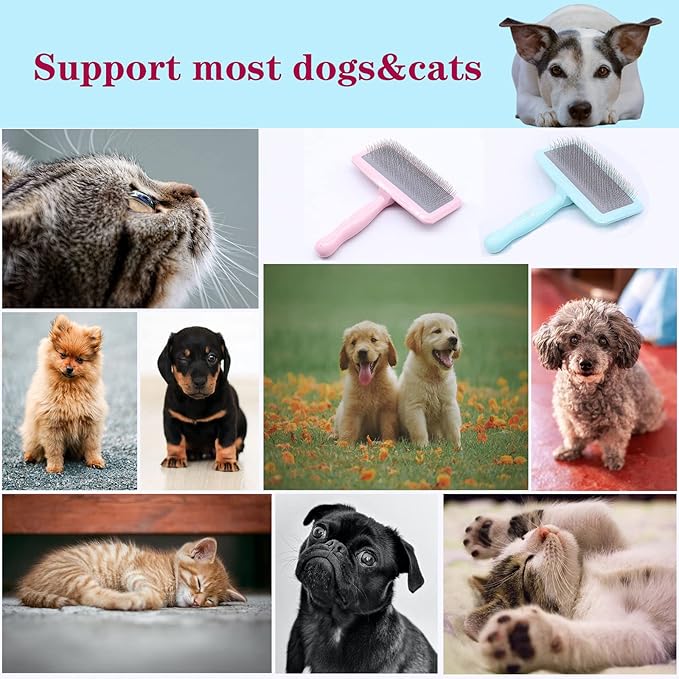 Air Cushion Slicker Brush for Dogs Cats,Soft Pin Shedding Brush for Short Haired Dog,Cat, Pet Grooming Wire Brush for Thin Curly Matted Tangled Hair,14mm(0.55"),Green