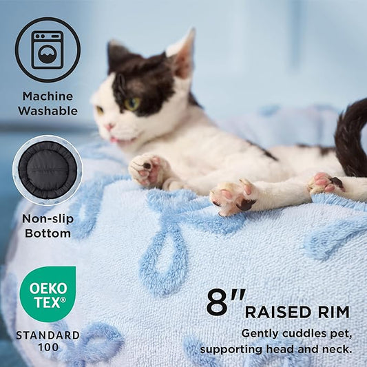 LE SURE Donut Medium Dog Bed - Round Cat Beds for Indoor Cats Calming Pet Beds, Cute Modern Beds with Jacquard Shaggy Plush & Anti Slip Bottom, 30 Inch, Ice Melt
