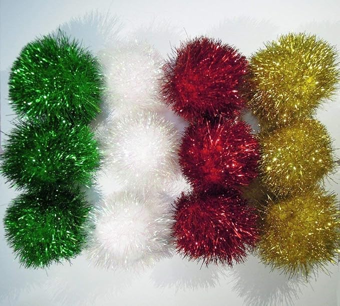 Bushy Sparkle Ball Cat Toy, Interactive Glitter Pom Pom Cat Toy Balls for Kittens, 8 Pack.