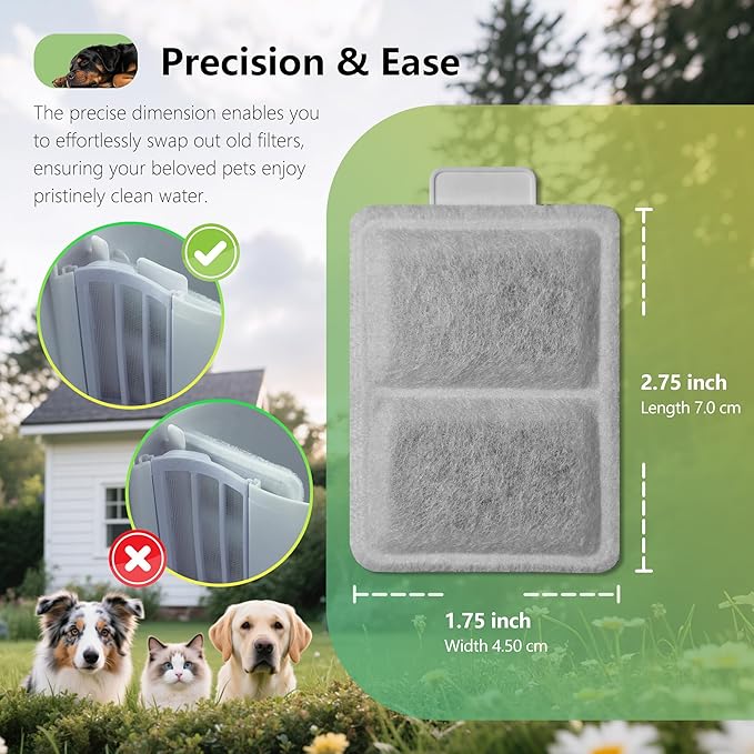 6 Pack Cat Water Fountain Filter Replacement Compatible With PetSafe Whisker City Automatic Pet Fountain, Small and Large Size Pet Water Fountain Replacement Filters(Small)