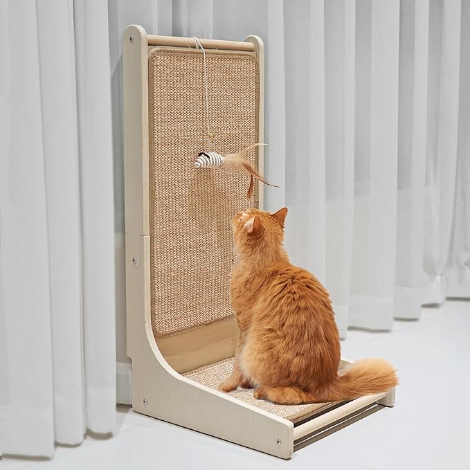 PETKARAY Vertical Sisal Cat Scratcher Board, Right Angle Scratching Post and Scratch Pad for Indoor Cats, Wall Furniture Protector