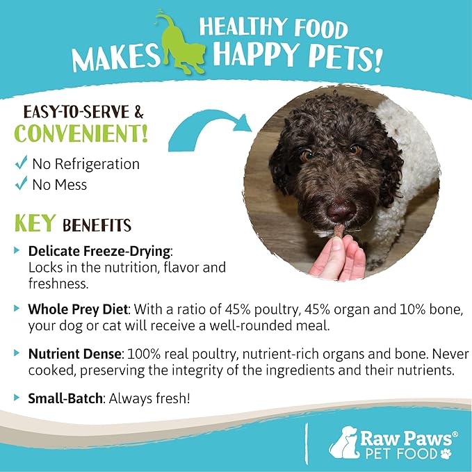 Raw Paws Freeze-Dried Pet Food for Dogs & Cats- Rabbit Recipe, 4-oz - USA Raw Dog Treats for Training - Cat and Dog Treats - 100% Rabbit Meat, No Added Hormones or Antibiotics