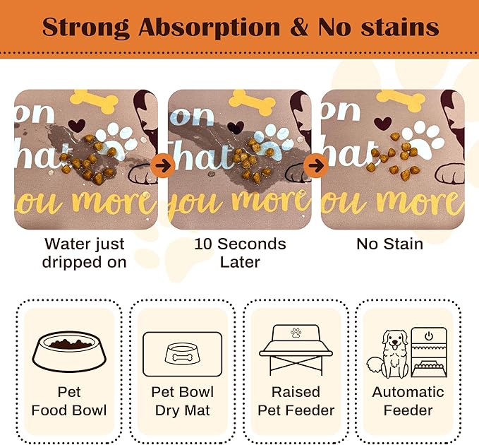 Pet Feeding Mat for Floors Waterproof Dog Mat for Food and Water Absorbent Quick Dry Non Slip mat for Cat Bowls