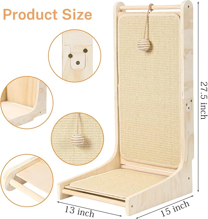 L-Shaped Sisal Cat Scratcher Pad - Indoor Cat Scratching Board & Furniture Protector