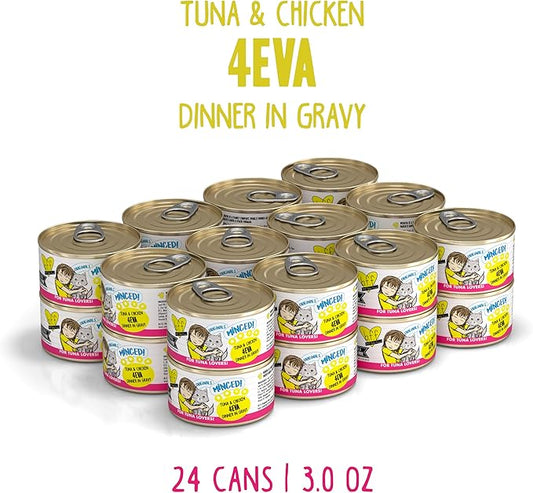 Weruva BFF Minced Natural Wet Cat Food, Tuna and Chicken 4 Eva in Gravy, 3oz Can, Pack of 24