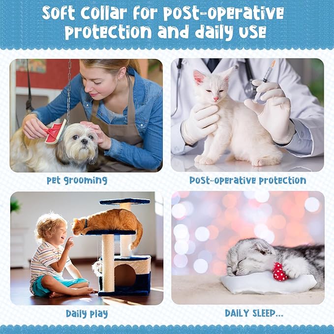 Sadnyy Cat Cone Collar Soft Adjustable Waterproof Protection to Stop Licking After Surgery Starry Sky Blue Comfortable Lightweight Collar for Pet Animal Kitten Dogs Rabbits Not Block Vision(Medium)
