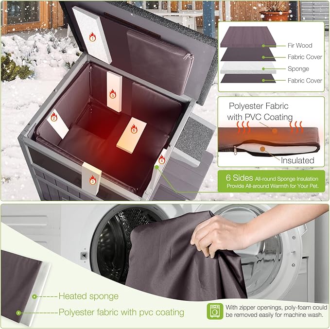 Cat House with Insulated Liner Feral Kitty Shelter Ourdoor & Indoor Cat Cage with Waterproof Roof, 2 Large Side Doors