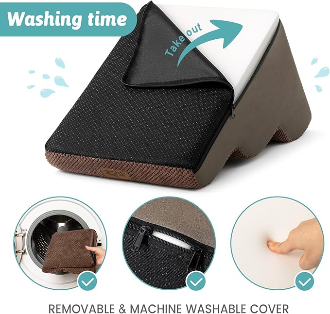 Dog Stairs for Small Dogs 15.7" H, Curved Dog Step for Puppy, Older Cat, Medium Pet Ramp for Sofa, Couch or Chair, Ladder with High Density Foam, 15.7x22.4x15.7 inch, 3 Step, Brown