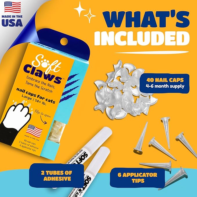 Soft Claws Cat Nail Caps for Large Cats – (40 Caps, Holiday - Green & Red) - Veterinarian-Developed | Protects Furniture & Skin - Easy to Apply, Long-Lasting Anti-Scratch Soft Cat Claw Covers