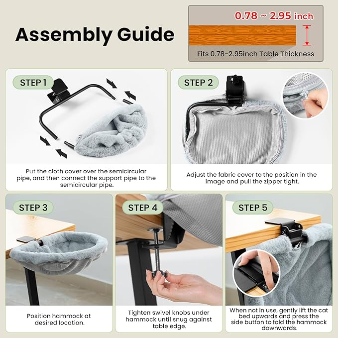 Cat Desk Bed - One-Click Folding,Sunken Design & Space-Saving Semi-Circular Cat Bed, Soft Faux Rabbit Fur Material, Suitable for Various Desktops-Maximum Hold Up to 40lb