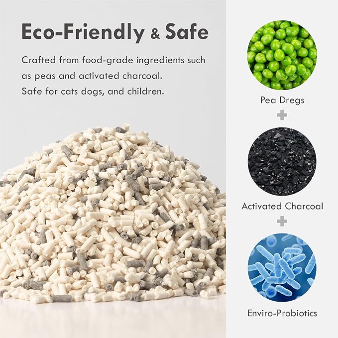 Lady N Granular Tofu Cat Litter Mini-Pellet Compatible with Automatic Self Cleaning Cat Litter Box, Strong Clumping Ultra Absorbent Natural Litter, Low Tracking, Odor Control Activated Charcoal 9lb