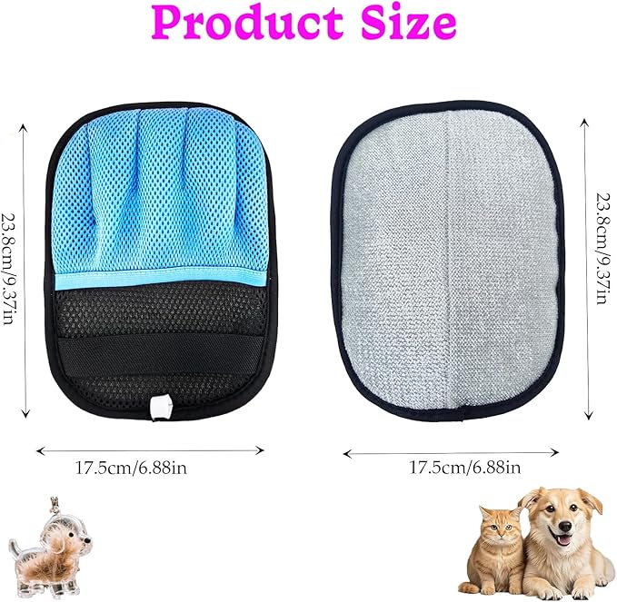 Blue Pet Hair Removal Gloves for Dogs,Pet Hair Collector Keychain,Five-Finger Cat Grooming Gloves ,Reusable Electrostatic Pet Hair Removal Tool for Furniture,Car,Couch,Carpet,Essential Pet Supplies