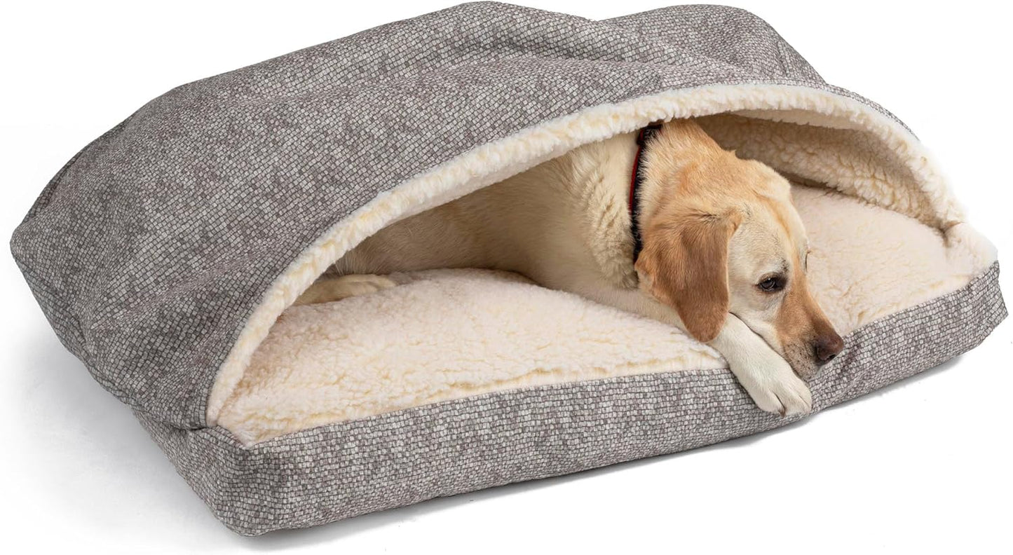 Snoozer Pet Products Luxury Rectangle Cozy Cave Dog Bed with Microsuede, Showdog Collection, Extra Large, Merlin Linen