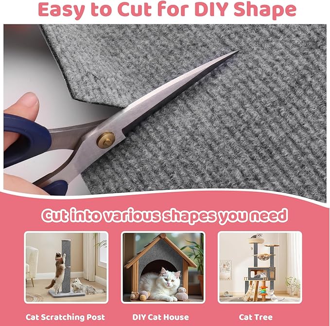 Cat Scratching Mat Self-Adhesive, 78.7"x15.8" Trimmable Cat Scratch Furniture Protector, Durable Cat Scratch Pad for Couches, Cat Trees, Walls, Easy to Install for Cat Owners