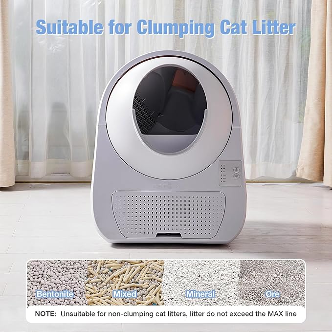 CATLINK Self Cleaning Cat Litter Box, Auto Safety Sensors for Multiple Cats 3.5～22 pounds, Double Odor Removal with Trash Bags(Young Version)