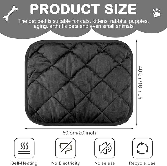 4 Pack Self Heating Cat Pad Self Warming Dog Mat Reflects Body Heat Extra Warm Thermal Pet Pad Washable Dog Cat Bed Crate Bed Mat Blanket(Black,16 x 20 Inch)