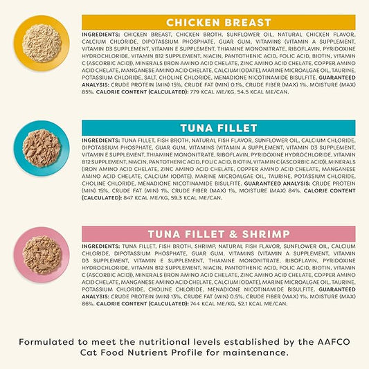 Applaws Vitality Wet Cat Food in Broth, Natural Canned Cat Food, Wet Food for Cats with Added Vitamins and Minerals, Grain Free, Carrageenan Free, Variety Selection in Broth (12 Count, 2.47 oz Cans)