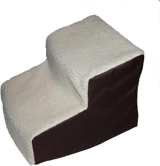 Pet Gear Easy Step II Pet Stairs, 2 Step For Cats/Dogs Up To 75-Pounds, Portable, Removable Washable Carpet Tread, No Tools Required, Espresso/Cream