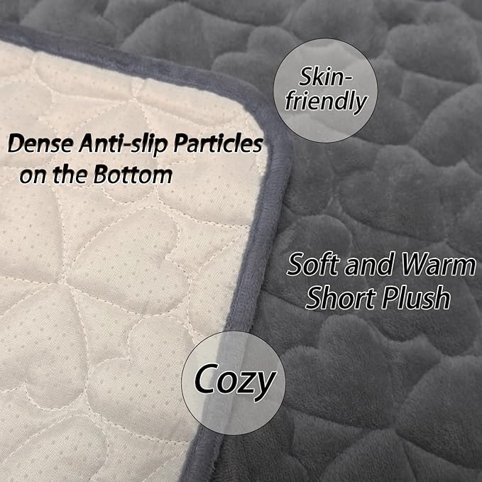 Dog Bed Mat 24"x17" Love Heart Shaped Crate Mat Fluffy Soft Washable Pet Pad Blanket for Indoor Bed Couch Sofa Floors Cat and Dogs Sleeping Mattress (Gray)