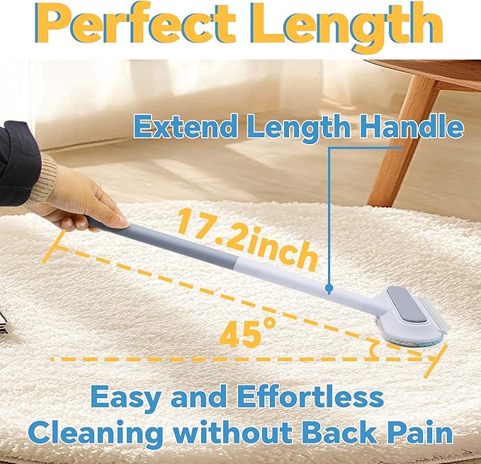 Pet Hair Removal Tool, 4 in 1 Reusable Washable Lint Brush for Cat and Dog Hair Remover, Gentle on Furniture with Extra Long Handle for Couch, Carpet, Clothing, Bedding, Car, Window
