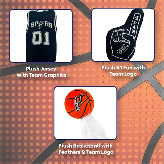 Best Plush CAT Toy - NBA SAN Antonio Spurs Complete Set of 3 Piece Cat Toys Filled with Fresh Catnip. Incl: 1 Jersey Cat Toy, 1 Basketball Cat Toy with Feathers & 1#1 Fan Cat Toy. Beautiful Team Logo