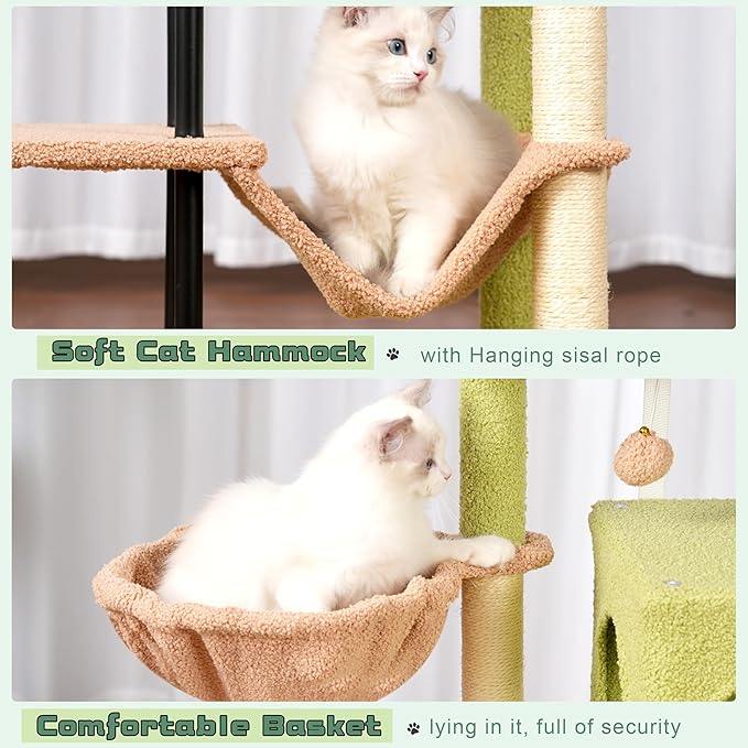 Cat Tree, Cat Tower for Indoor Cats, 43.3 inch Cactus Cat Tree Tower with Sturdy Steel Tube, Hammock, Cat Condo for Small Cats and Kittens, Scratching Post, GCT004SGY